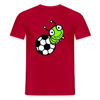 Caterpillar Football Hole Ball Comic Funny Cute Sports Cute - Men's T-Shirt - red - Front - AI Model Male 178 dark (178cm)