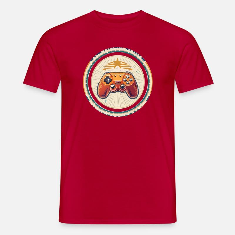 Retro Spielcontroller Abzeichen - Männer T-Shirt - Rot