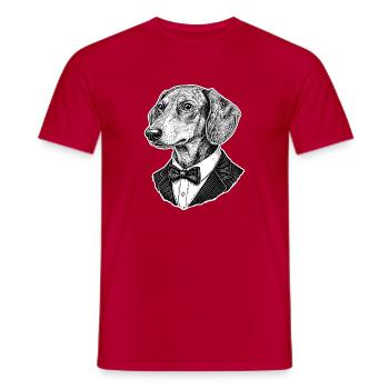 Chien élégant en smoking - T-shirt homme - rouge - Devant - AI Model Male 178 dark (178cm)