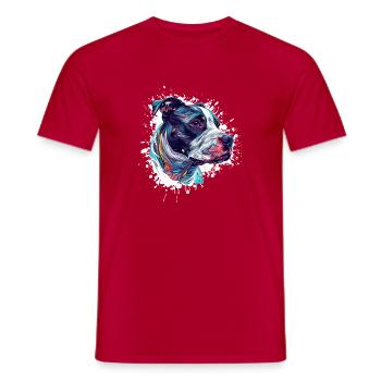 Bunter Hundekopf Illustration - Männer T-Shirt - Rot - Vorne - AI Model Male 178 dark (178cm)