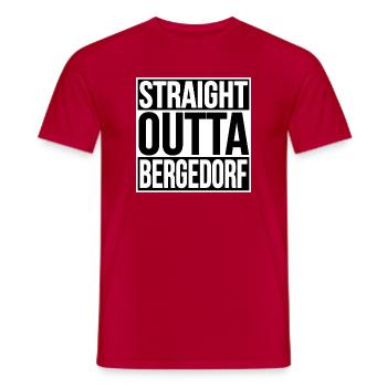 STRAIGHT OUTTA BERGEDORF HAMBURG - Männer T-Shirt - Rot - Vorne - AI Model Male 178 dark (178cm)