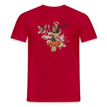 Be Weird Mushroom Collage - Men's T-Shirt - red - Front - AI Model Male 178 dark (178cm)