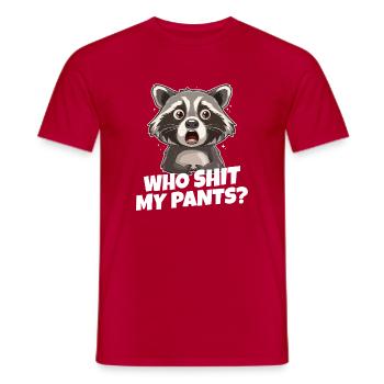 Raccoon Panic Meme Tee - Men's T-Shirt - red - Front - AI Model Male 178 dark (178cm)