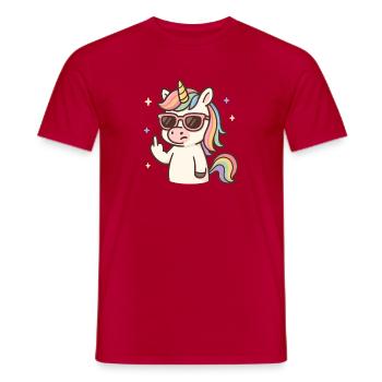 Rebellious Unicorn – Sassy and Magical Humor - Men's T-Shirt - red - Front - AI Model Male 178 dark (178cm)