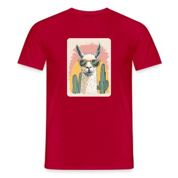 Lama - Männer T-Shirt - Rot - Vorne - AI Model Male 178 dark (178cm)