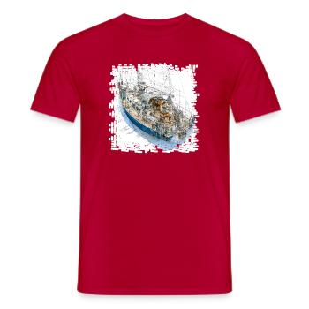 Sailing Yacht Sketches Overlay CAD Design - Men's T-Shirt - red - Front - AI Model Male 178 dark (178cm)