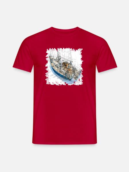Segelyacht Skizzen Overlay CAD-Design - Männer T-Shirt - Rot