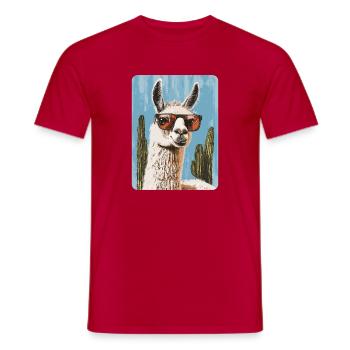 lama - T-shirt homme - rouge - Devant - AI Model Male 178 dark (178cm)