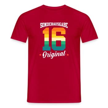 16 Anniversaire - T-shirt homme - rouge - Devant - AI Model Male 178 dark (178cm)