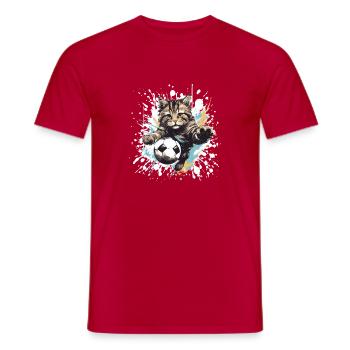 Cat Football Team - Men's T-Shirt - red - Front - AI Model Male 178 dark (178cm)