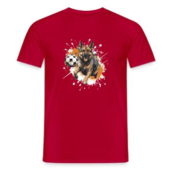 Schäferhund Hund Fussball Sport - Männer T-Shirt - Rot - Vorne - AI Model Male 178 dark (178cm)