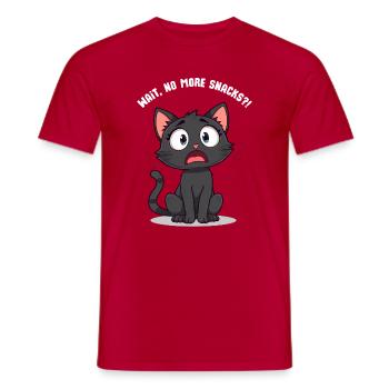 Schocked Black Cartoon Cat – Moment, keine Snacks mehr?! - Männer T-Shirt - Rot - Vorne - AI Model Male 178 dark (178cm)