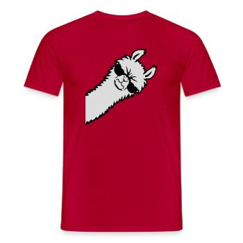 Lama Wütend Guckend Seite Sonnenbrille Cool Sauer - Männer T-Shirt - Rot - Vorne - AI Model Male 178 dark (178cm)