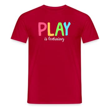 Jouer, c’est apprendre, préscolaire, préscolaire, maternelle - T-shirt homme - rouge - Devant - AI Model Male 178 dark (178cm)
