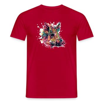 Farbexplosion Wildschwein Porträt - Männer T-Shirt - Rot - Vorne - AI Model Male 178 dark (178cm)