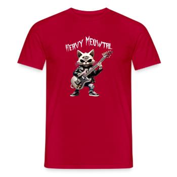 Katzen-Rocker mit Gitarre - Männer T-Shirt - Rot - Vorne - AI Model Male 178 dark (178cm)