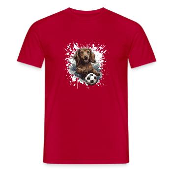Teckel Chien Teckel Football Sports - T-shirt homme - rouge - Devant - AI Model Male 178 dark (178cm)