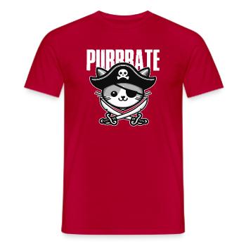 Pirate Cat Tricorn - Men's T-Shirt - red - Front - AI Model Male 178 dark (178cm)