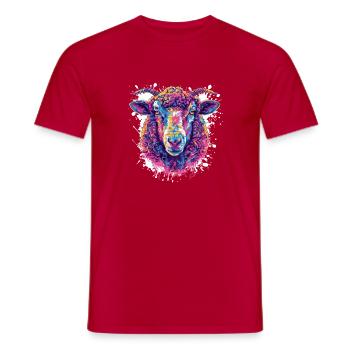 Buntes Schäferkopf Pop Art - Männer T-Shirt - Rot - Vorne - AI Model Male 178 dark (178cm)