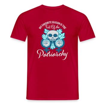 My Favorite Season Is The Fall Of The Patriarchy - Men's T-Shirt - red - Front - AI Model Male 178 dark (178cm)