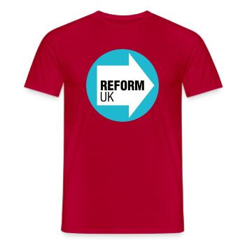 Reform UK Logo - Men's T-Shirt - red - Front - AI Model Male 178 dark (178cm)