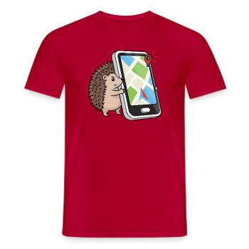 Lustig Igel Smartphone GPS Stadtplaner Geocaching - Männer T-Shirt - Rot - Vorne - AI Model Male 178 dark (178cm)