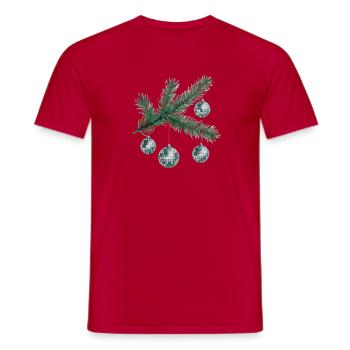 Fir Branch Disco Ornaments - Men's T-Shirt - red - Front - AI Model Male 178 dark (178cm)