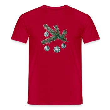 Boules disco sur le sapin de Noël - T-shirt homme - rouge - Devant - AI Model Male 178 dark (178cm)