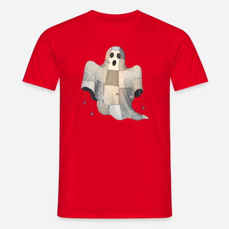 Patchwork Ghost with Spider Webs - Men's T-Shirt - red