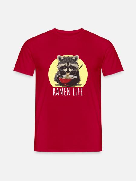 Waschbär mit Nudeln Ramen kawaii - Männer T-Shirt - Rot