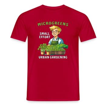 MICROGREENS SMALL EFFORT URBAN GARDENING - Men's T-Shirt - red - Front - AI Model Male 178 dark (178cm)