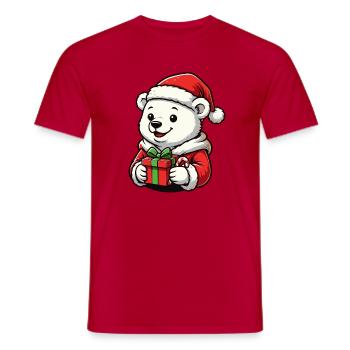 Ours polaire de Noël avec cadeau – Joli motif de Noël - T-shirt homme - rouge - Devant - AI Model Male 178 dark (178cm)