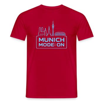 Munich Mode On Skyline Bayern Design - Men's T-Shirt - red - Front - AI Model Male 178 dark (178cm)