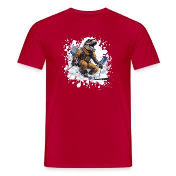 Dinosaurier T Rex Ski Skifahren - Männer T-Shirt - Rot - Vorne - AI Model Male 178 dark (178cm)