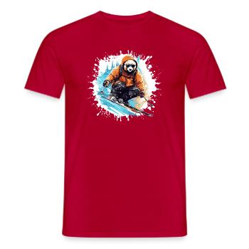 Panda Ski Skifahren - Männer T-Shirt - Rot - Vorne - AI Model Male 178 dark (178cm)