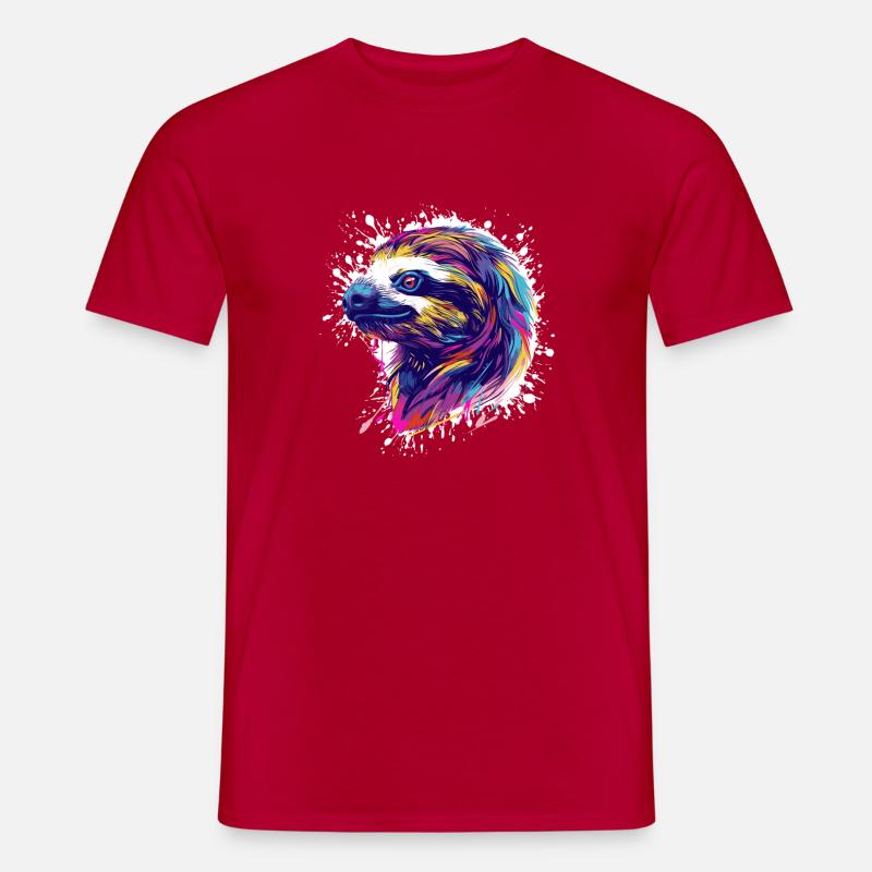 Faultier Sloth Splatter - Männer T-Shirt - Rot
