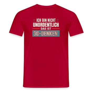 Ich bin nicht unordentlich – das ist 3D-Denken - Männer T-Shirt - Rot - Vorne - AI Model Male 178 dark (178cm)