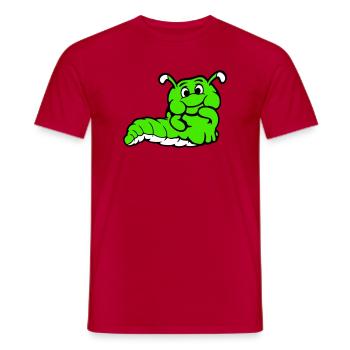 Caterpillar Worm Shy Friendly Curious Looking - Men's T-Shirt - red - Front - AI Model Male 178 dark (178cm)