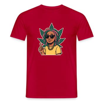 Rasta cartoon with dreadlocks and sunglasses - Men's T-Shirt - red - Front - AI Model Male 178 dark (178cm)