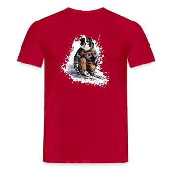 Border Collie Chien Ski Ski - T-shirt homme - rouge - Devant - AI Model Male 178 dark (178cm)