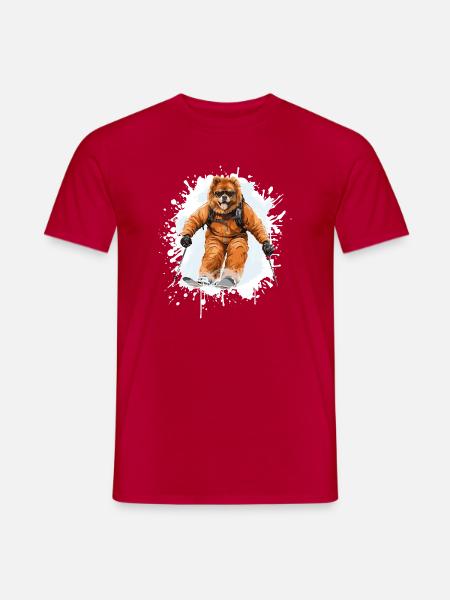 Chow Chow Hund Ski Skifahren Sport - Männer T-Shirt - Rot
