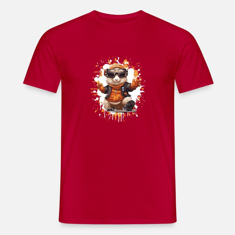 Hamster Snowboard - Männer T-Shirt - Rot