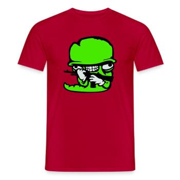 Worm Soldier Crazy Helmet Weapon Aggressive Wild Fun - Men's T-Shirt - red - Front - AI Model Male 178 dark (178cm)