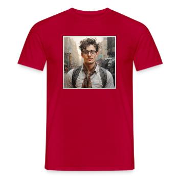 Indie Street Portrait Brille - Männer T-Shirt - Rot - Vorne - AI Model Male 178 dark (178cm)