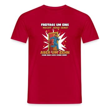 Fermeture anticipée le vendredi, à une heure ou dix heures - T-shirt homme - rouge - Devant - AI Model Male 178 dark (178cm)