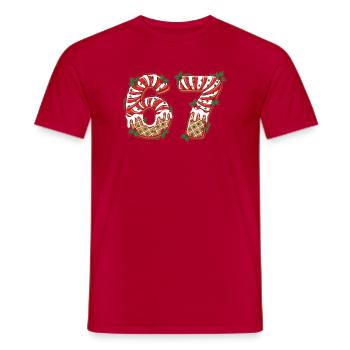 Kekszahlen 67 im Zuckerguss-Design - Männer T-Shirt - Rot - Vorne - AI Model Male 178 dark (178cm)