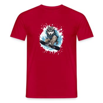 Husky Hund Snowboard - Männer T-Shirt - Rot - Vorne - AI Model Male 178 dark (178cm)