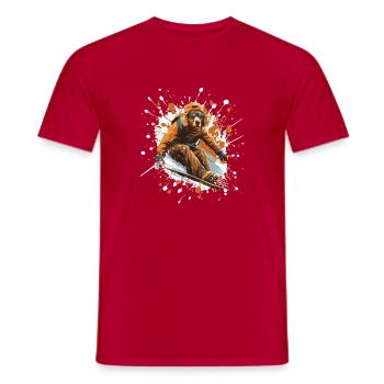 Golden Retriever Hund Snowboard - Männer T-Shirt - Rot - Vorne - AI Model Male 178 dark (178cm)