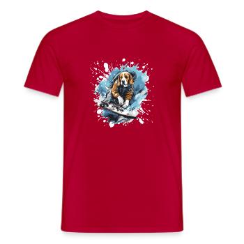 Beagle Hund Snowboard - Männer T-Shirt - Rot - Vorne - AI Model Male 178 dark (178cm)