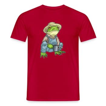 Frog Farmer Watering Can Farm - Men's T-Shirt - red - Front - AI Model Male 178 dark (178cm)